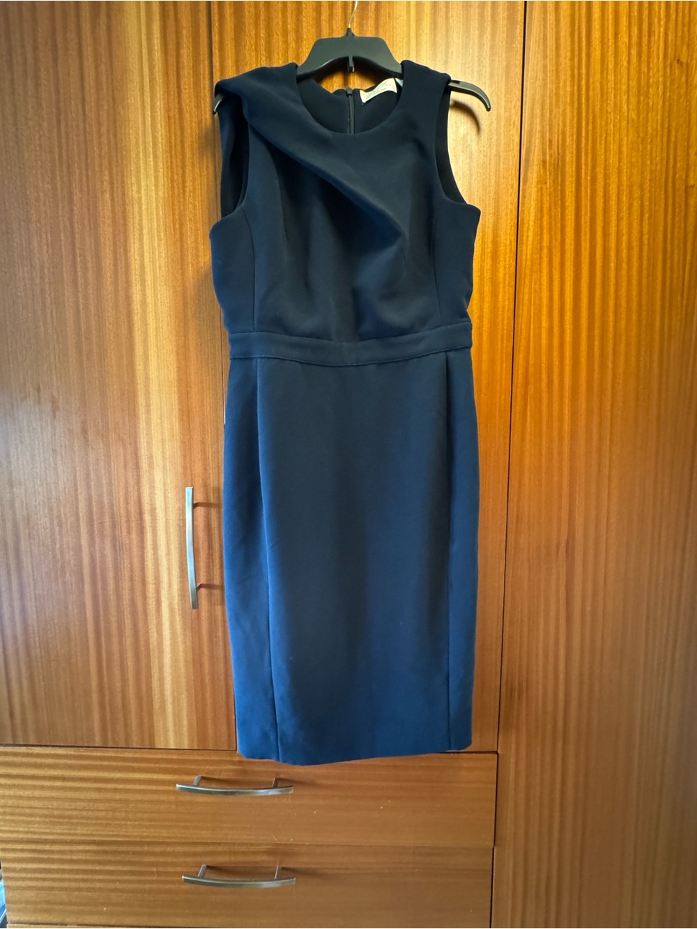 Byron Lars Cocktail Dress Tailored Drape with Signature Twist Shoulder Sheath